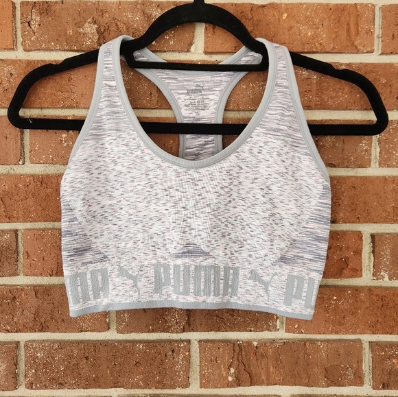 Puma Other - Puma heather grey and pink stripe racerback sports bra